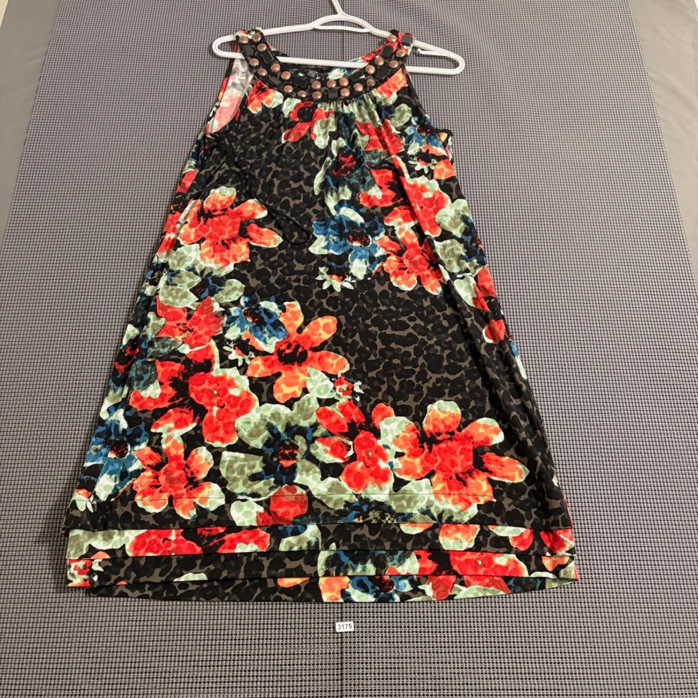 Style & Co Womens Floral Print Studded Sleeveless Dress Size L
